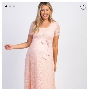 Full Length Pink Blush Sash Tie Maternity Dress